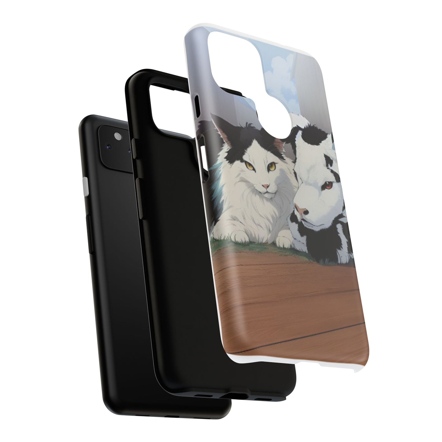 Durable Phone Case with Cat and Cow Design - Perfect Gift for Animal Lovers