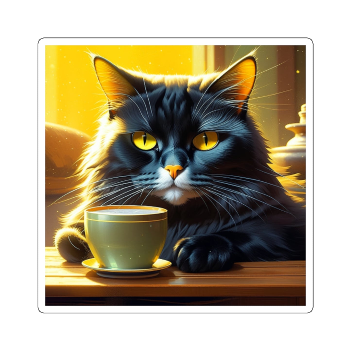 Cute Cat Coffee Square Stickers - Perfect for Cat Lovers