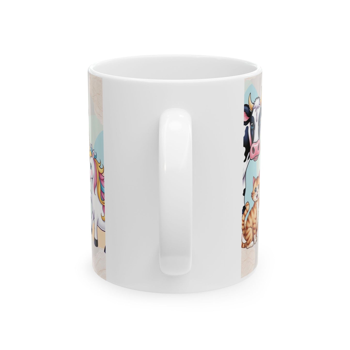 Whimsical Animal Ceramic Mug – Cute Unicorn, Cow & Cat Design