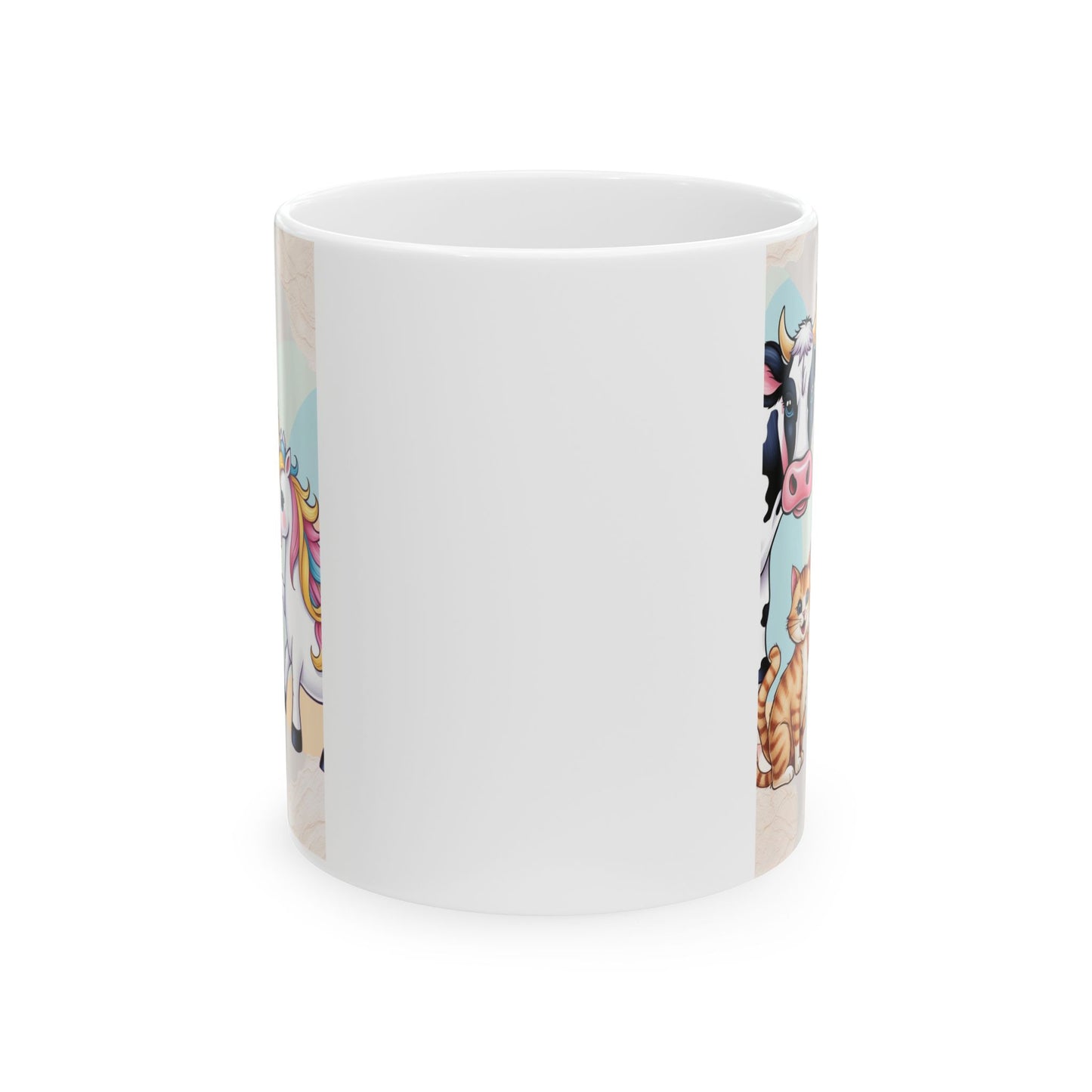 Whimsical Animal Ceramic Mug – Cute Unicorn, Cow & Cat Design